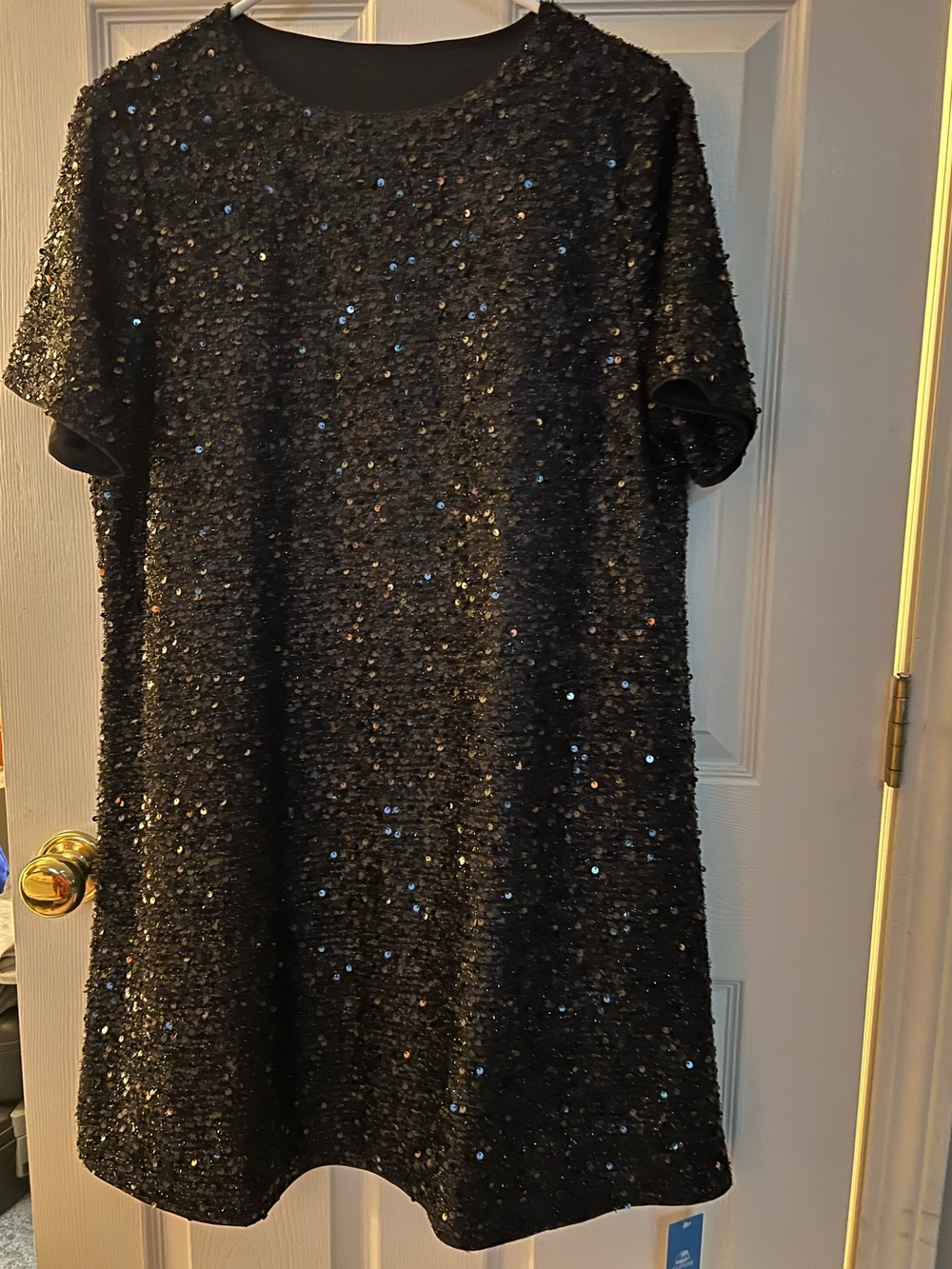Cupshe Black Sequin Short Sleeve Round Neck Dress - Picture 3 of 3